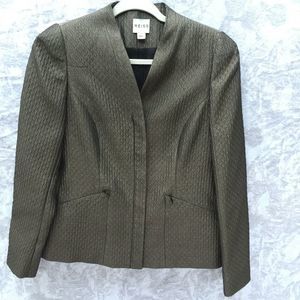 REISS Metallic Olive Blazer Zip Up Jacket Coat